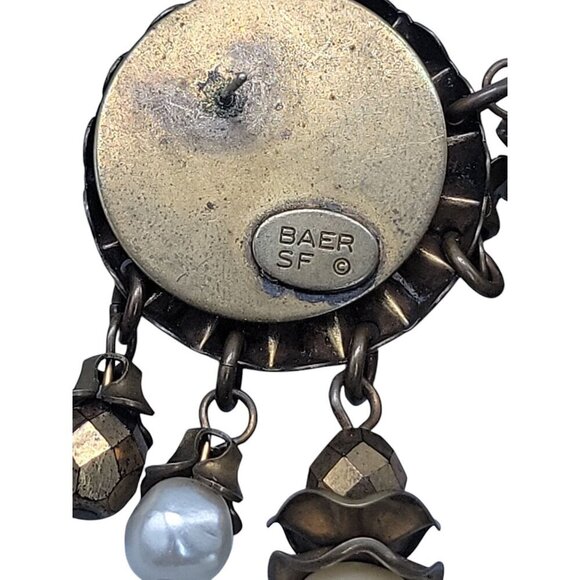 Baer SF Post Earrings With Faux Pearls & Dangling Beads Statement Vintage - Picture 11 of 15